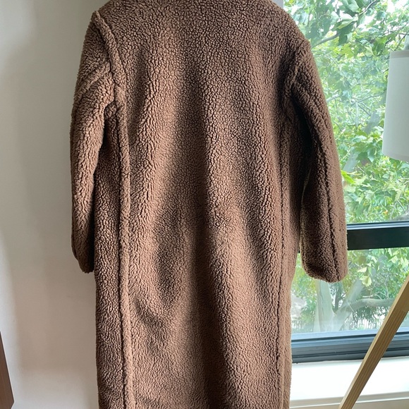 Long Teddy style Coat, Brown - Picture 4 of 12